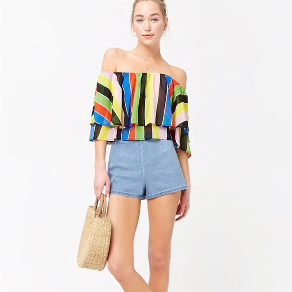 Striped off-the-shoulder top